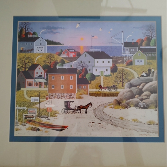 Charles Wysocki Framed Coastal Village Art Print "9-Bay View" - Picture 1 of 5